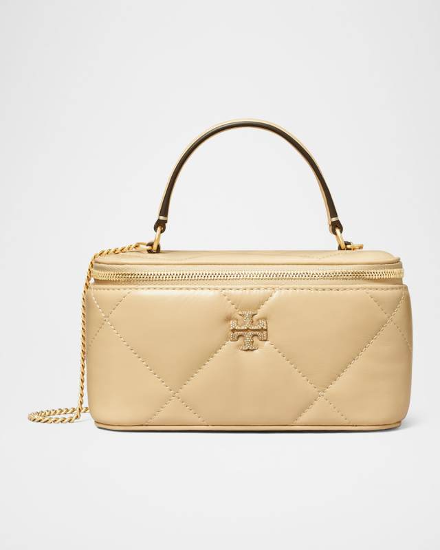 Kira Pave Logo Diamond Quilted Leather Vanity Case